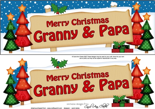 Large DL Merry Christmas GRANNY & PAPA 3D decoupage 