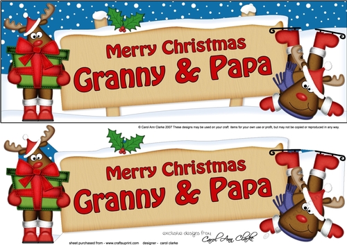 Large DL Merry Christmas GRANNY & PAPA 3D decoupage 
