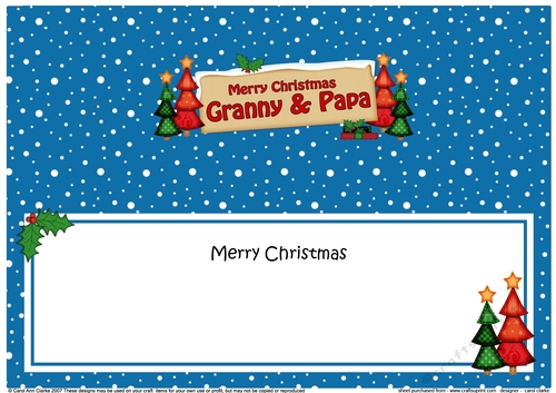 Large DL Merry Christmas GRANNY & PAPA insert