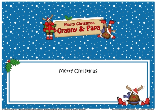 Large DL Merry Christmas GRANNY & PAPA insert