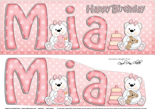 Large DL Birthday MIA 3D decoupage