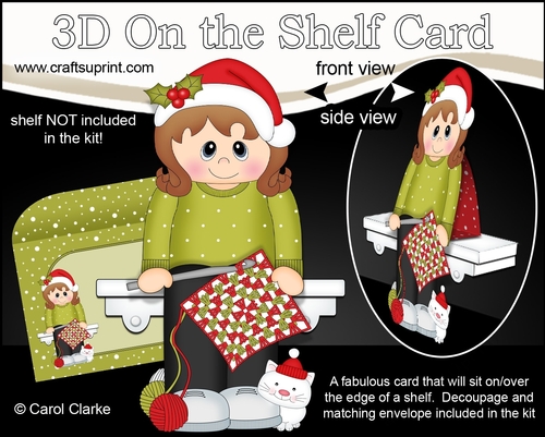 3D On the Shelf Card Kit -  Little Christmas Crochet Lady
