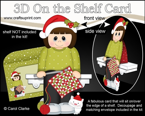 3D On the Shelf Card Kit -  Little Christmas Crochet Lady