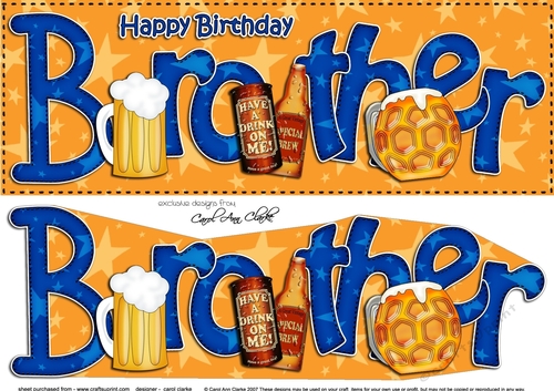 Large DL Birthday BROTHER 3D decoupage