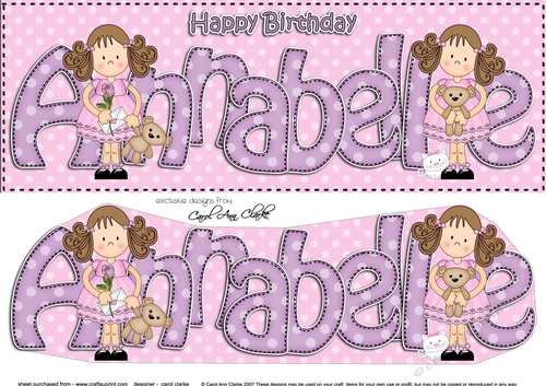 Large DL Birthday ANNABELLE 3D decoupage
