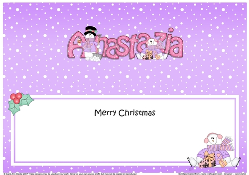 Large DL Merry Christmas ANASTAZIA insert