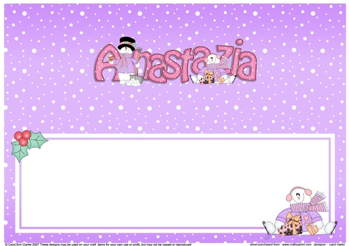 Large DL Merry Christmas ANASTAZIA insert