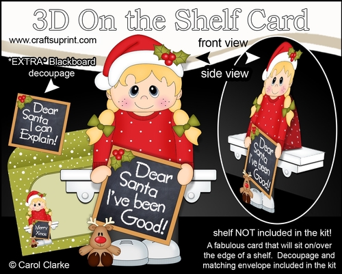 3D On the Shelf Card Kit - Little Christmas Girl has been good or has She!