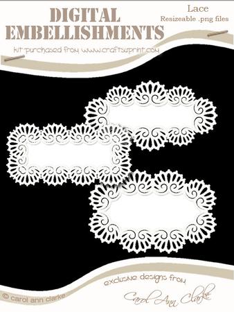 Pretty Lace Text Plates Digital Embellishments