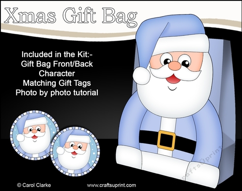 3D Christmas Santa Claus Gift Bag Mini Kit