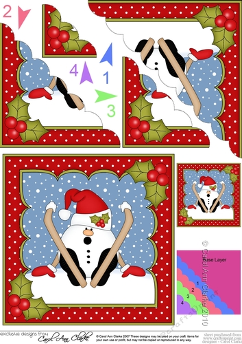 Christmas OOps Snowball Sam goes Skiing Scallop Corner Topper