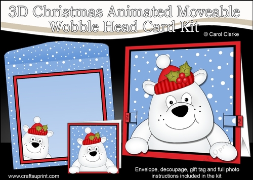 3D Christmas Animated Moveable Wobble Head Card  - Ben Polar Bear