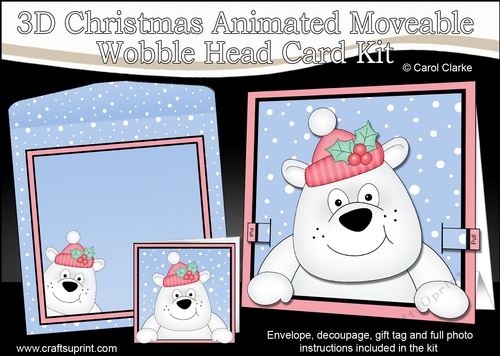 3D Christmas Animated Moveable Wobble Head Card  - Ben Polar Bear