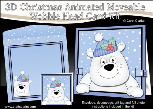 3D Christmas Animated Moveable Wobble Head Card  - Ben Polar Bear