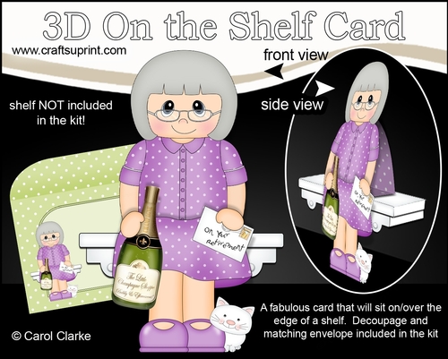 3D On the Shelf Card Kit - Brigette is Happily Retired