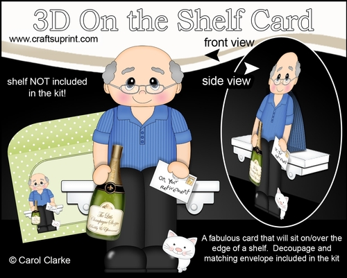 3D On the Shelf Card Kit - Dudley is Happily Retired
