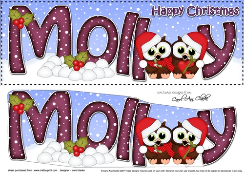 Large DL Happy Christmas MOLLY 3D decoupage 