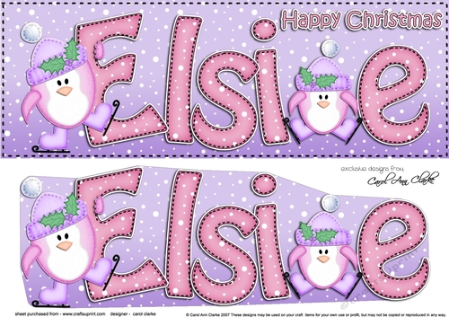 Large DL Happy Christmas ELSIE 3D decoupage 