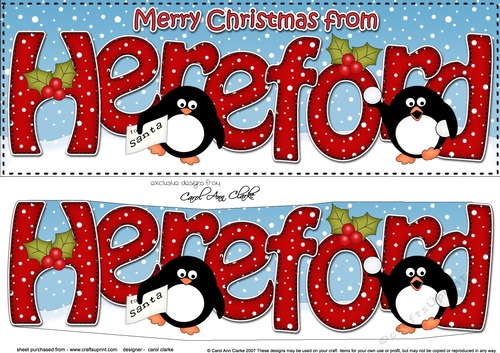 Large DL Merry Christmas from HEREFORD 3D decoupage 