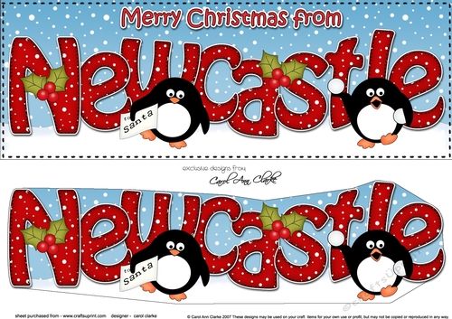 Large DL Merry Christmas from NEWCASTLE 3D decoupage 