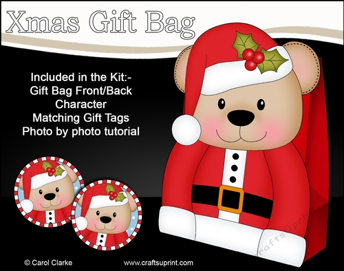 3D Christmas Livvy Bear Gift Bag Mini Kit