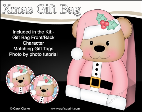 3D Christmas Livvy Bear Gift Bag Mini Kit