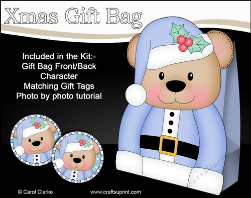 3D Christmas Livvy Bear Gift Bag Mini Kit