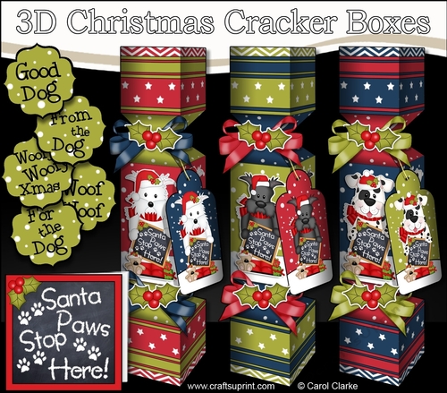 3D Westie Scottie and Spotty Dog Christmas Cracker Boxes