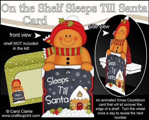 On the Shelf Sleeps Till Santa Card Kit - Jinge The Cute Little Christmas Gingerbread Man