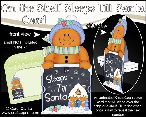 On the Shelf Sleeps Till Santa Card Kit - Jinge The Cute Little Christmas Gingerbread Man