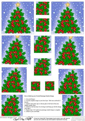 Christmas Holly Tree Twisted Pyramage Sheet