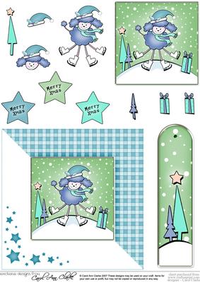Cute Xmas Poodle Quick Card with 3D Decoupage