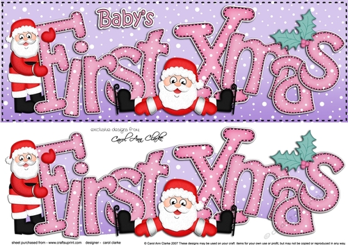 Large DL BABYS FIRST XMAS 3D decoupage 