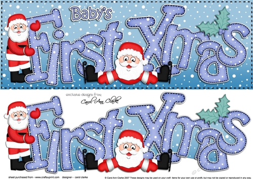 Large DL BABYS FIRST XMAS 3D decoupage 