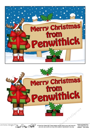 5x7 Merry Christmas from PENWITHICK Signpost Easicut decoupage