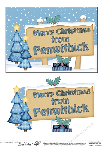 5x7 Merry Christmas from PENWITHICK Signpost Easicut decoupage