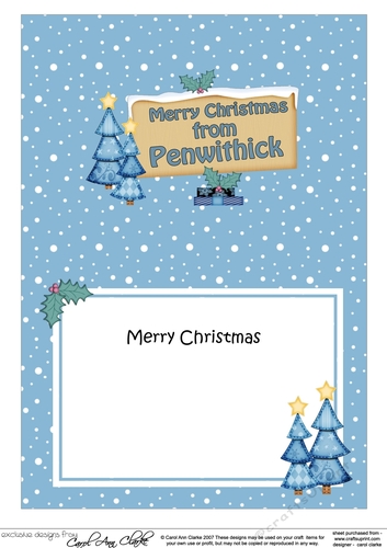 5x7 Merry Christmas from PENWITHICK Signpost matching insert