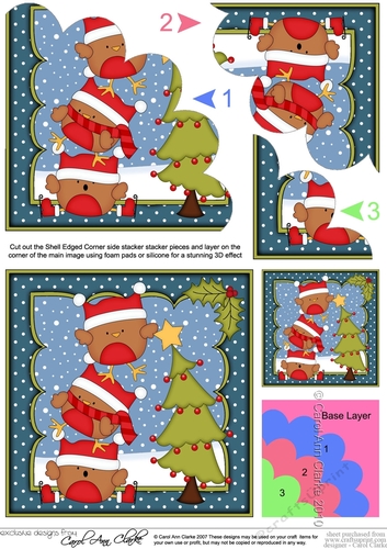Christmas Bobbin Robin Decorates the Christmas Tree Shell Edged Corner Stacker