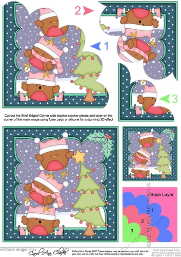 Christmas Bobbin Robin Decorates the Christmas Tree Shell Edged Corner Stacker