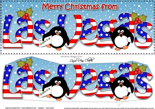 Large DL Merry Christmas from LAS VEGAS 3D decoupage 