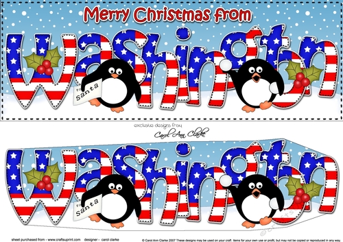 Large DL Merry Christmas from WASHINGTON 3D decoupage 