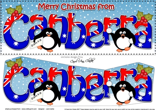 Large DL Merry Christmas from CANBERRA 3D decoupage 