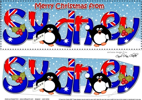 Large DL Merry Christmas from SYDNEY 3D decoupage 