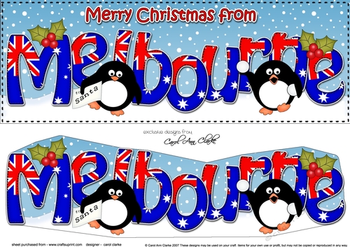 Large DL Merry Christmas from MELBOURNE 3D decoupage 