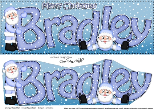 Large DL Merry Christmas BRADLEY 3D decoupage 
