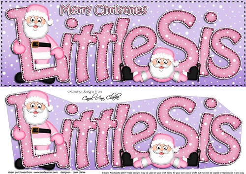 Large DL Merry Christmas LITTLE SIS 3D decoupage 