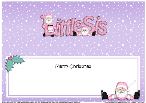 Large DL Merry Christmas LITTLE SIS insert