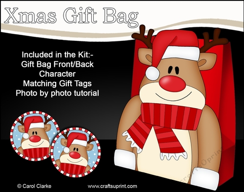 3D Christmas Rudolph Gift Bag Mini Kit