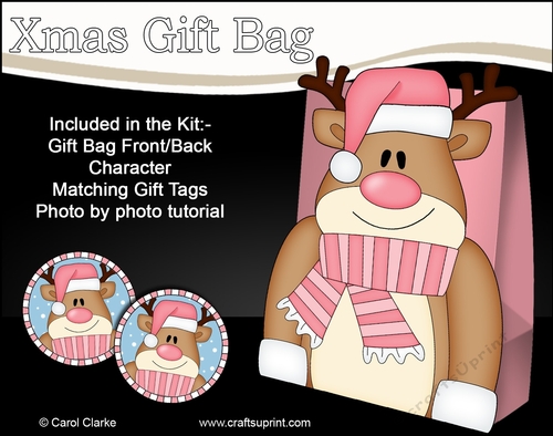 3D Christmas Rudolph Gift Bag Mini Kit