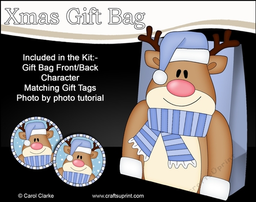 3D Christmas Rudolph Gift Bag Mini Kit